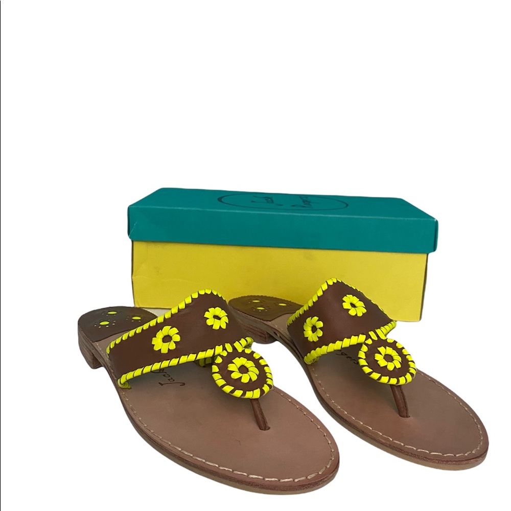 Jack Rogers Brown and Yellow Sandals NWB